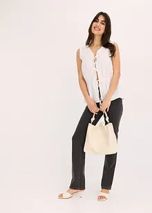 Mouwloze blouse met volants en strikjes, bonprix