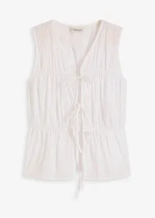 Mouwloze blouse met volants en strikjes, bonprix