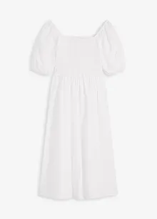 Midi jurk met pofmouwen en gesmokt detail, bonprix