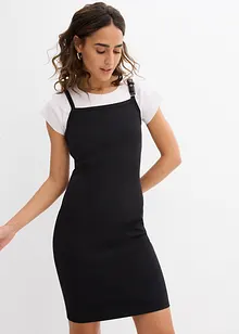 Jurk met bandjes en contrasterende zoom, bonprix