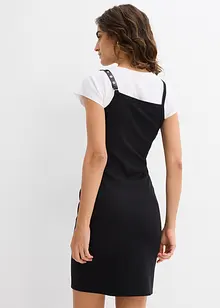 Jurk met bandjes en contrasterende zoom, bonprix