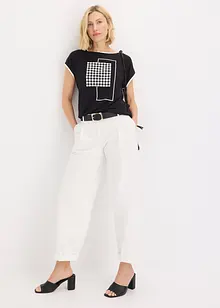 Shirt met opvallende print en biezen in een contrastkleur, bonprix
