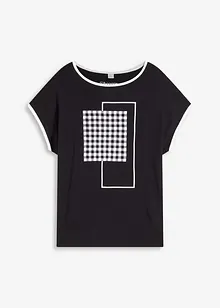 Shirt met opvallende print en biezen in een contrastkleur, bonprix