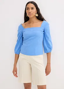 Blouse met pofmouwen en gesmokt detail, bonprix