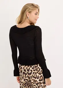 Fijn gebreid vest met ruches, bonprix