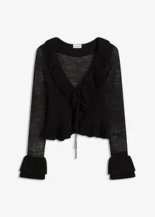 Fijn gebreid vest met ruches, bonprix