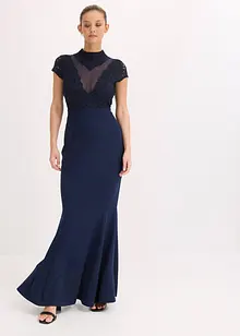 Maxi jurk met kant en mesh, bonprix