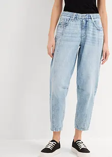 Barrel jeans mid waist, comfortabele tailleband, cropped, bonprix