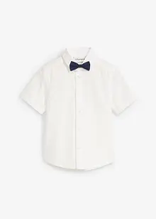 Overhemd met korte mouwen en strikje van puur katoen (2-dlg. set), bonprix
