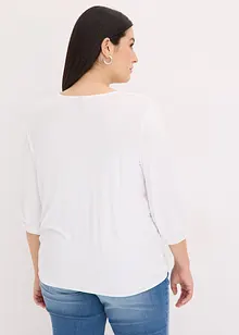 Shirt met 3/4 mouwen en kant in een wikkelllook, bonprix