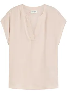 Soepelvallende, satijnen blouse met oversized schouders, bonprix