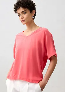 Shirt met zijde en geweven inzetstuk, bonprix