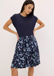 Jersey jurk met gedessineerd rokdeel, bonprix