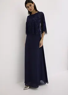 Maxi chiffon jurk met bloemenborduursel, bonprix