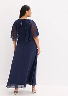 Maxi chiffon jurk met bloemenborduursel, bonprix
