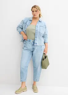 Barrel jeans mid waist, comfortabele tailleband, cropped, bonprix