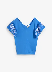 Gebreide top met zijde en mouwen van chiffon, bonprix