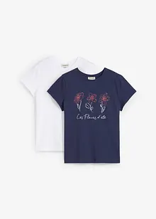 Basic T-shirt met print (set van 2), bonprix