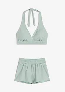 Bikini en zwemshort met gerecycled polyamide (3-dlg. set), bonprix