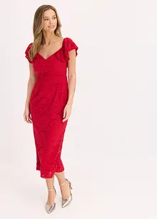 Jurk van kant met draperie bij de mouwen, bonprix
