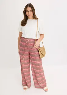 Zachte jersey broek in gehaakte look, bonprix