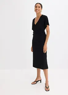 Geribde jersey jurk met zijsplitten, bonprix