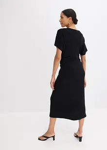 Geribde jersey jurk met zijsplitten, bonprix