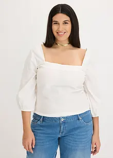 Blouse met pofmouwen en gesmokt detail, bonprix