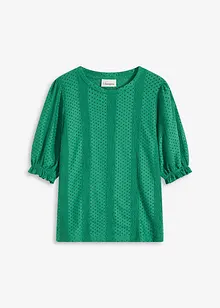 Shirt met broderie anglaise en volants, bonprix