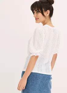 Shirt met broderie anglaise en volants, bonprix