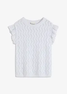 Gebreide top in gehaakte look met kant, bonprix