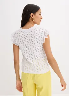 Gebreide top in gehaakte look met kant, bonprix