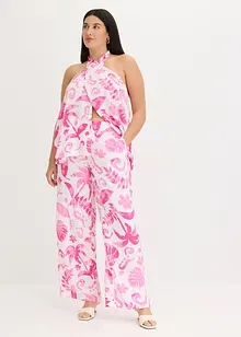 Wijde broek met print van gestructureerde viscose, bonprix