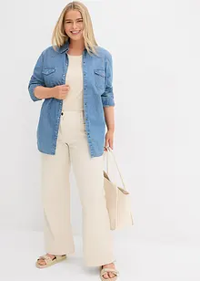 Wide leg mid waist jeans met een comfortabele band, bonprix