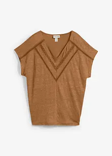 T-shirt van linnen met kant, bonprix