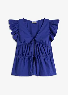 Blouse met strikkoordjes van puur katoen, bonprix