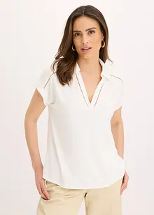 Poloshirt van viscose met kanten inzetstuk, bonprix