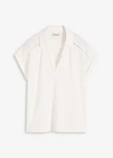 Poloshirt van viscose met kanten inzetstuk, bonprix