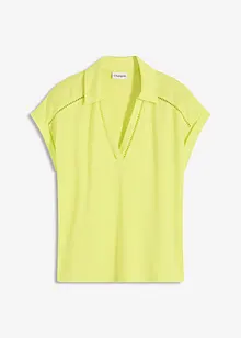 Poloshirt van viscose met kanten inzetstuk, bonprix