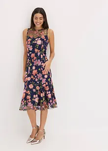 Midi jurk met bloemenborduursel, bonprix