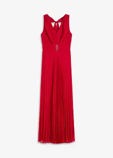 Chiffon jurk met plissé rok en accessoire gesp, bonprix