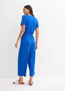 Jersey jumpsuit met V-hals, korte mouw, bonprix