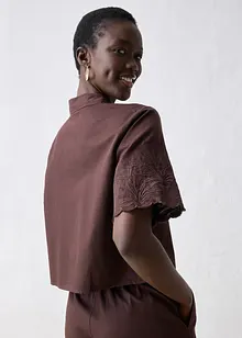 Cropped overhemdblouse met zijde, bonprix