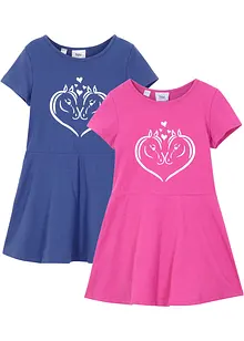 Jersey jurk (set van 2) van biologisch katoen, bonprix