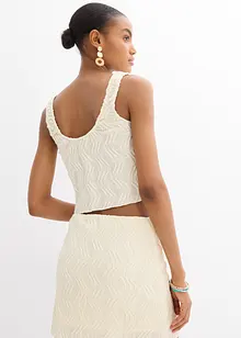 Top met veterdetail in gestructureerde look, bonprix