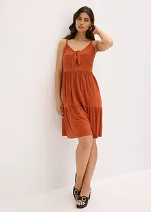 Jurk met spaghettibandjes en knoopdetail, bonprix