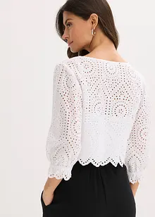 Blouse met broderi anglaise en pofmouwen, bonprix