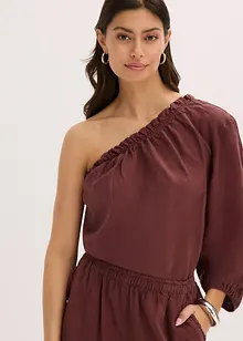 One-schouder blouse met linnen, bonprix