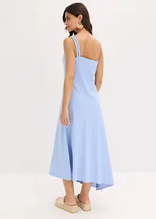 Jersey jurk met asymmetrische zoom en knoopdetail op de schouder, bonprix