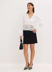 Blouse met crochet inzetstuk en franjes, bonprix